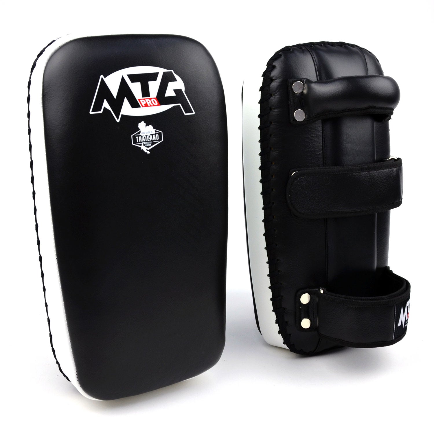 Image of KPL2 MTG Pro Black-White Leather Thai Kick Pads