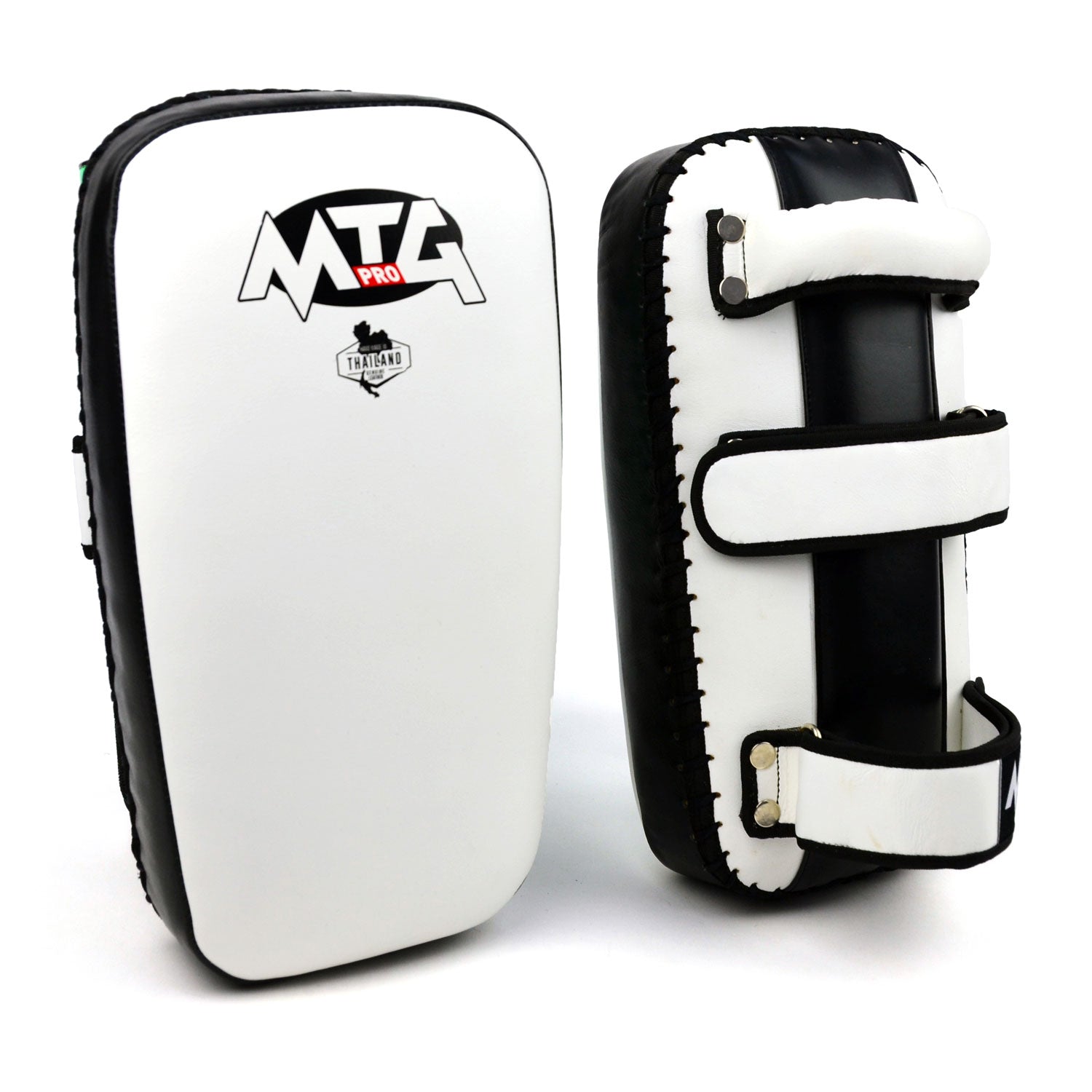 Image of KPL2 MTG Pro White-Black Leather Thai Kick Pads