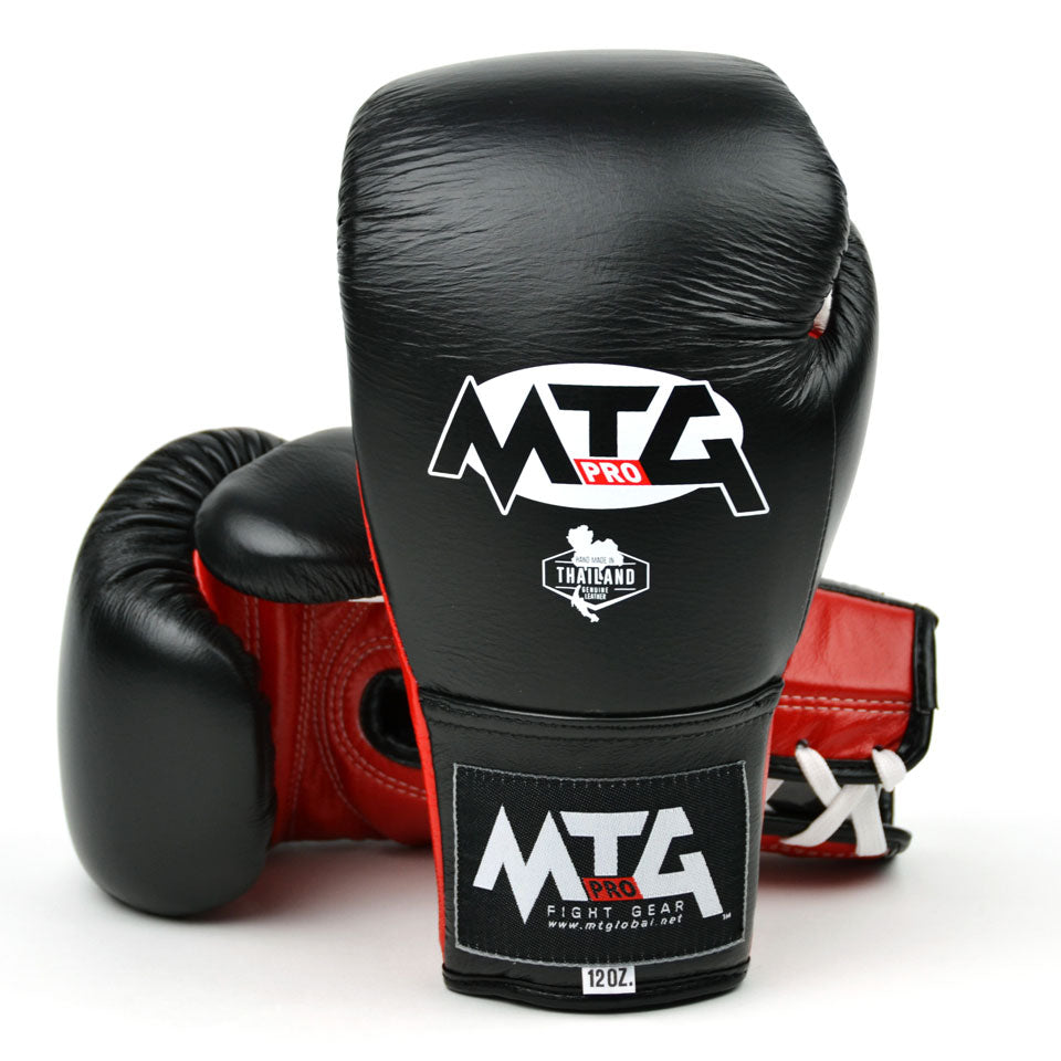 Image of LG2 MTG Pro 3-Tone Black Lace-up Boxing Gloves