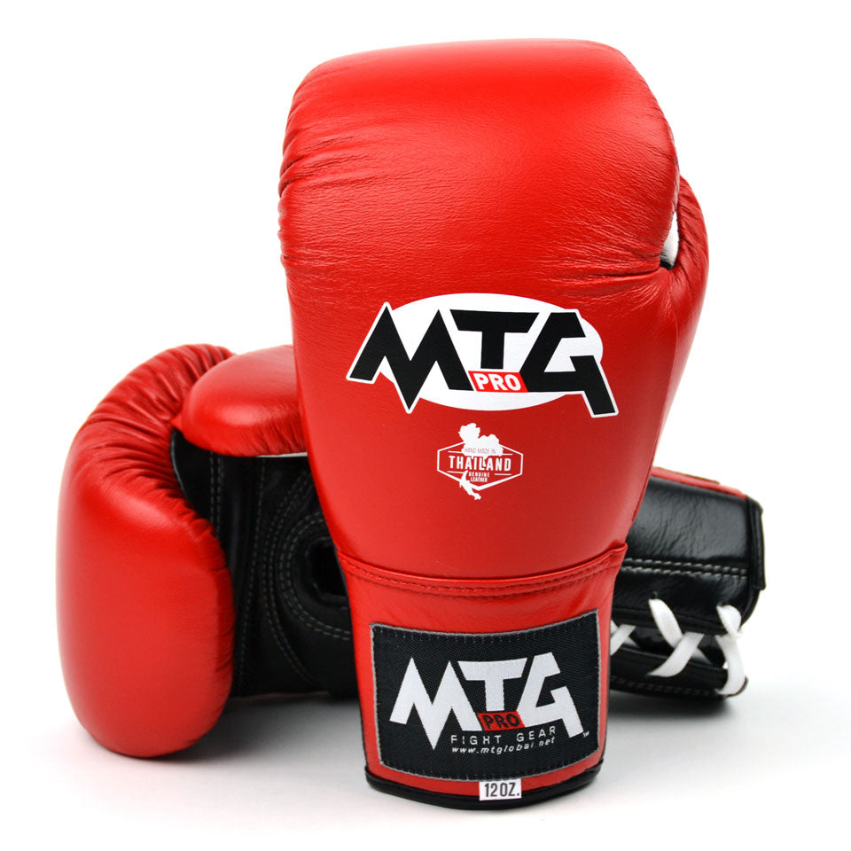 Image of LG2 MTG Pro 3-Tone Red Lace-up Boxing Gloves