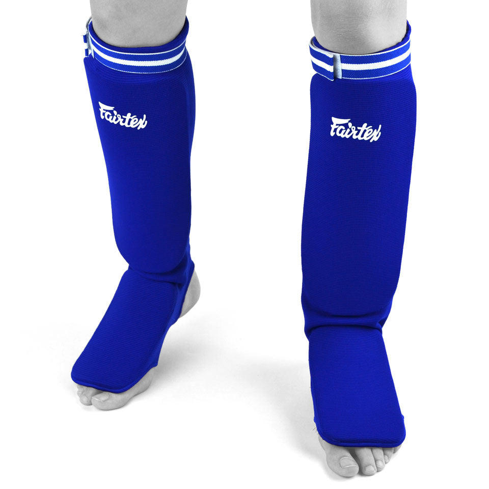 Image of SPE1 Fairtex Blue Elastic Competition Shin Pads