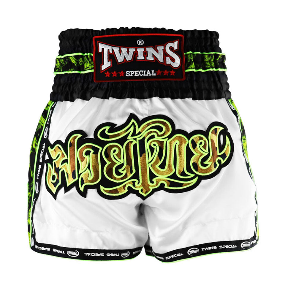 Image of TBS-SK2 Twins White Skull Muaythai Shorts