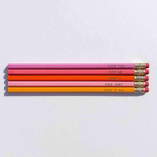 Wash Your Fucking Hands Pencil Set in Lilac | Set of 5 Funny Sweary Profanity Pencils by The Bullish Store