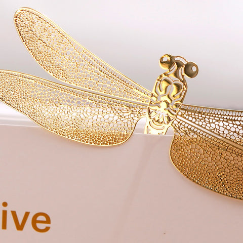 Dragonfly Metal Hollow Bookmark 18K Gold Plated Brass Gift Box