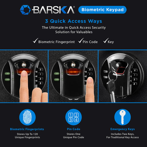 Barska-AX12428-Biometric-Keypad-Security-Safe-three-access-ways-information