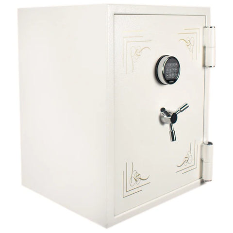 Barska AX13614 Keypad Fireproof Jewelry-Safe White angled view