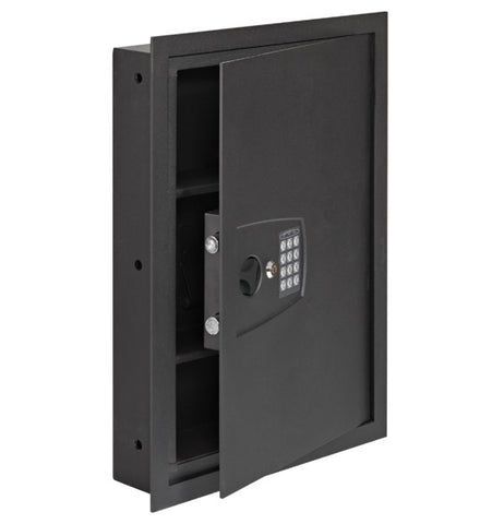 SnapSafe 75410 In Wall Safe Halfway Open