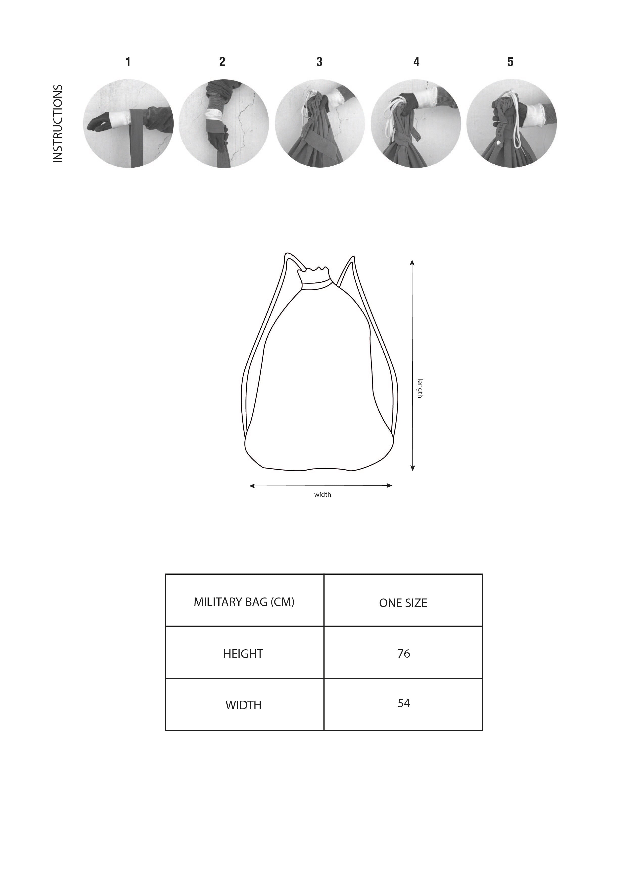 size chart military bag