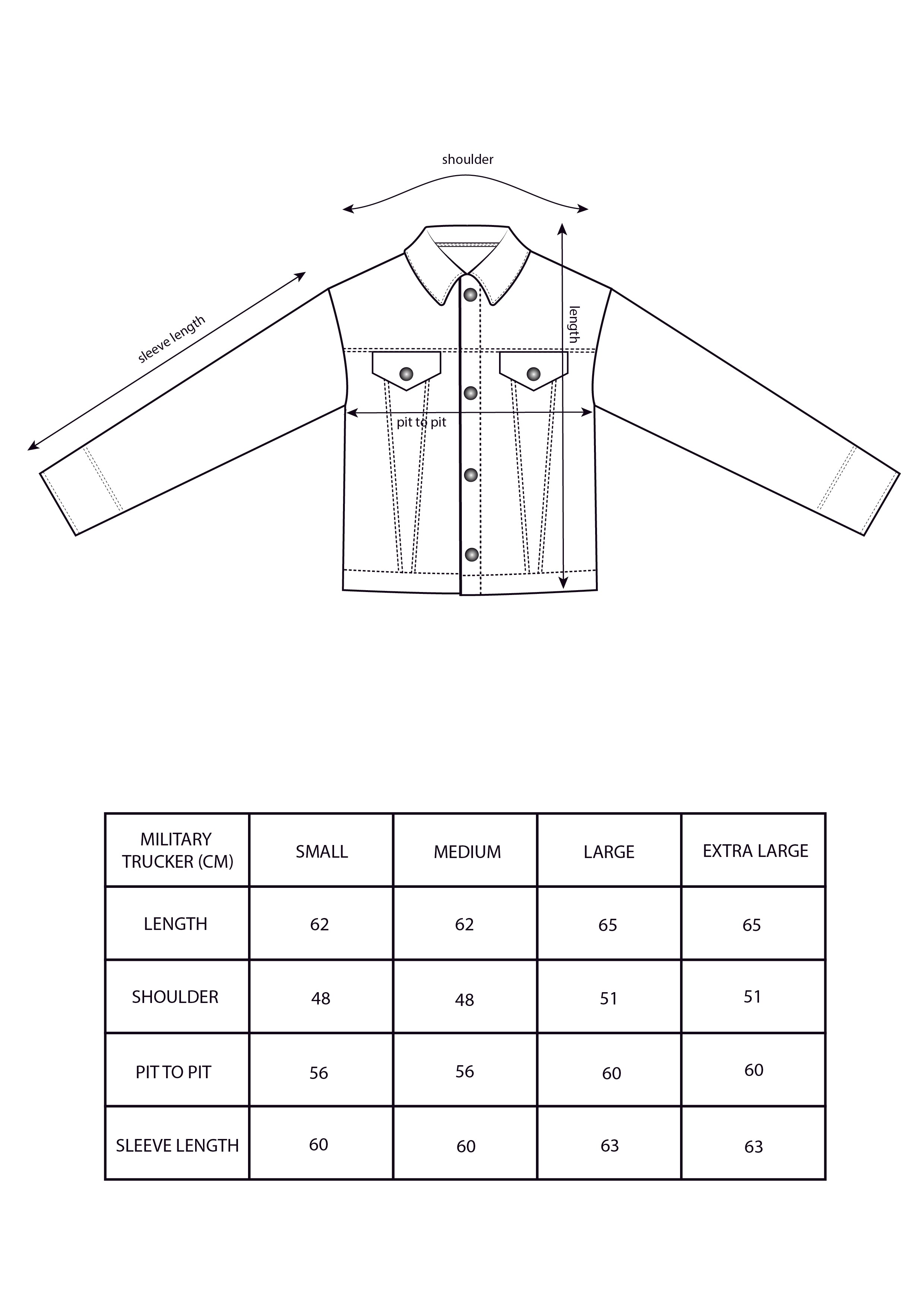 size guide military jacket