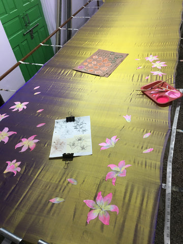hand painted khadi handloom silk saree painting process