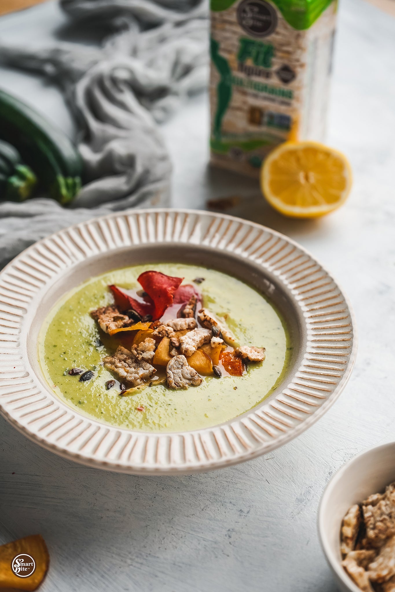 Creamy zucchini avocado soup