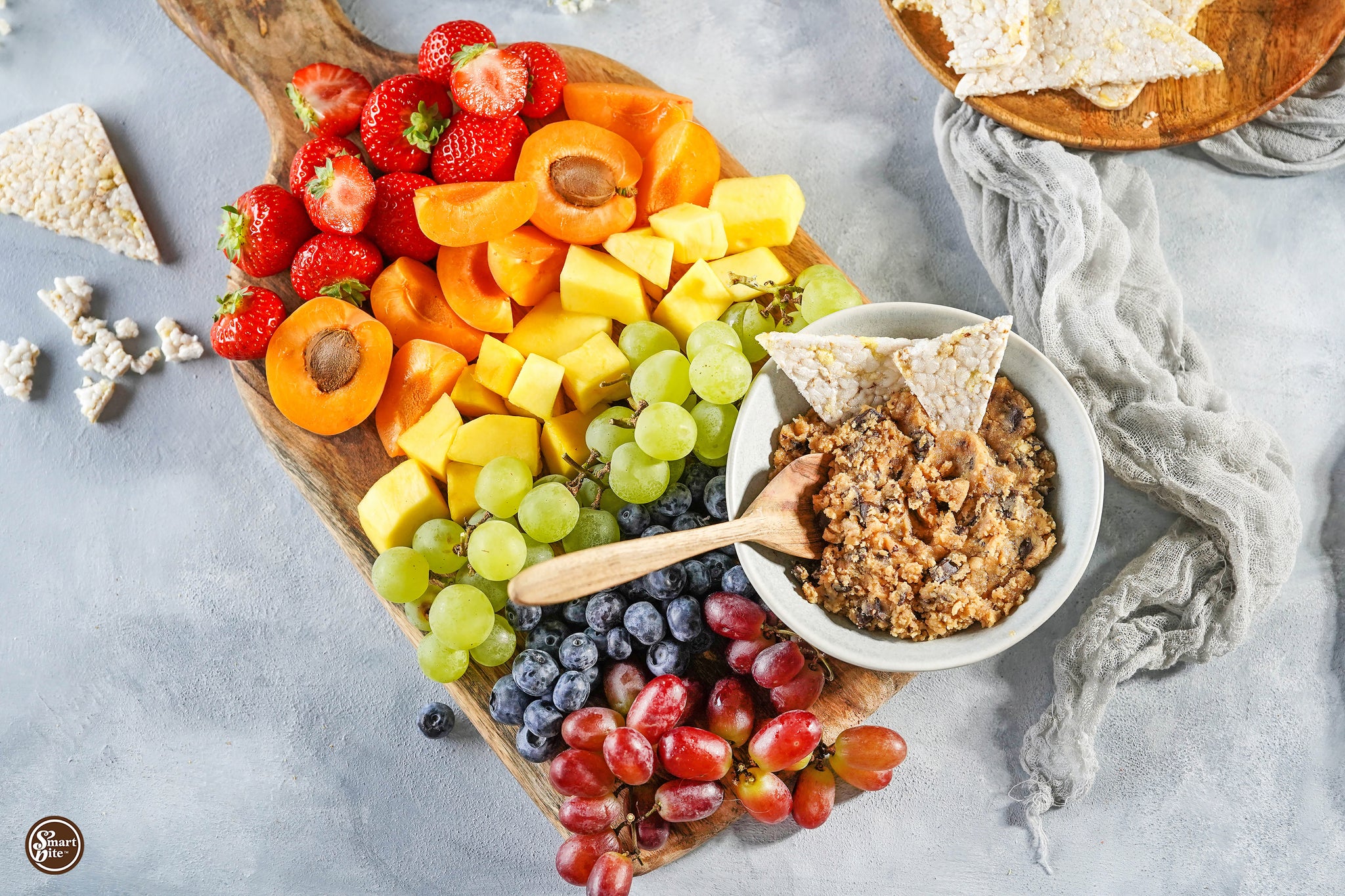 edible no bake chocolate chip cookie dough bites with colourful fruit pieces