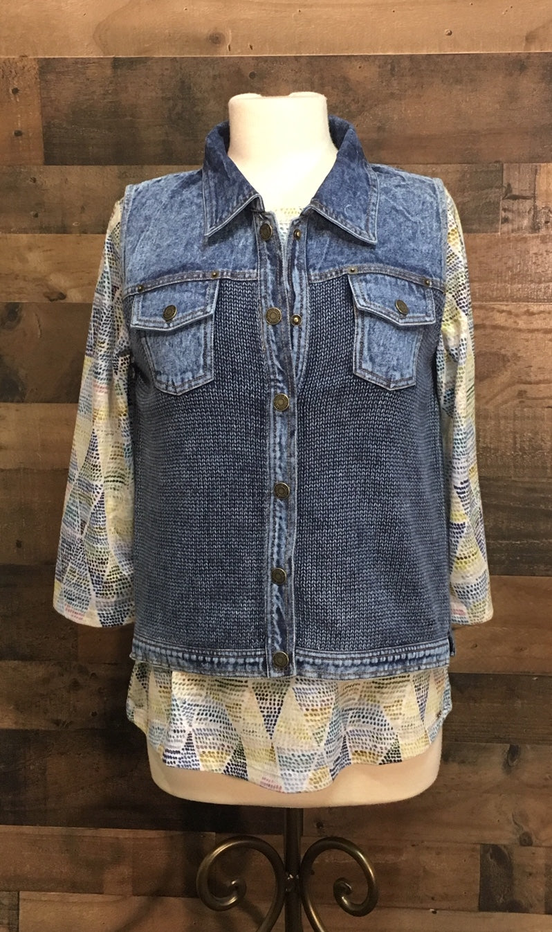 Pbj blues shop denim sweater jacket