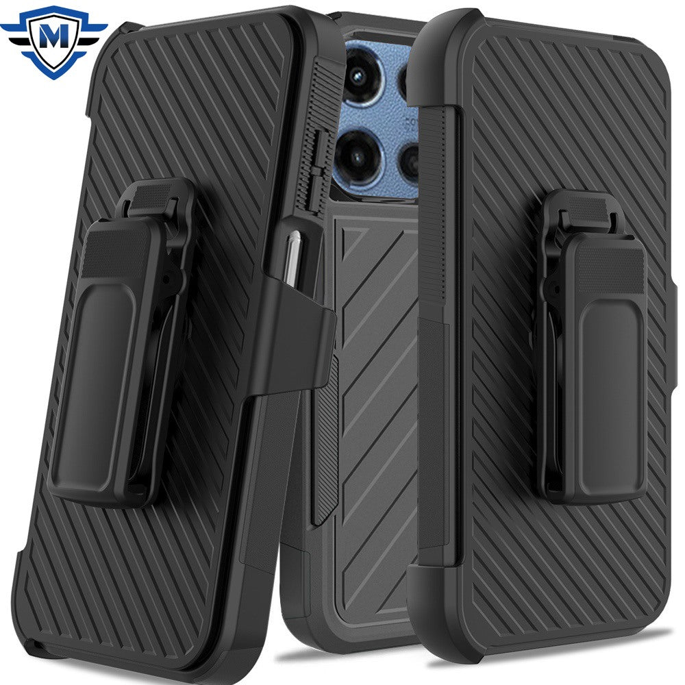Metkase Noble Lined Shockproof Dual Layer Hybrid Case For Motorola Moto G 5G 2025 - Black