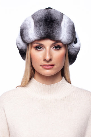 Real Chinchilla Fur Ushanka Hat