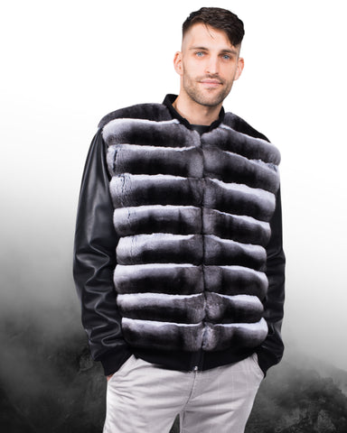 Men's Chinchilla Fur Bomber Jacket By FurbySD