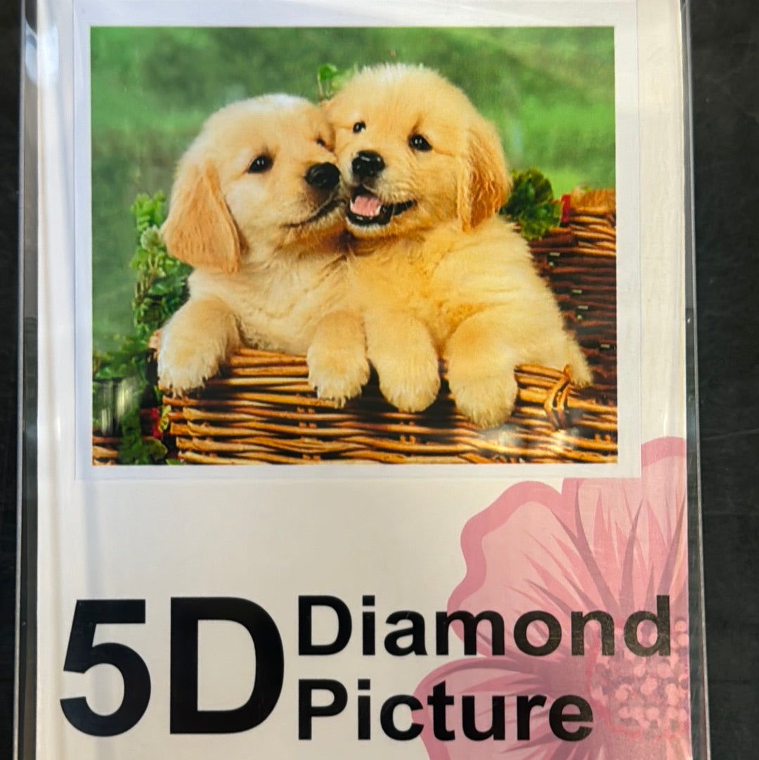 Billede af Diamond Painting Hundehvalpe i kurv 50x40cm hos Dealshoppen