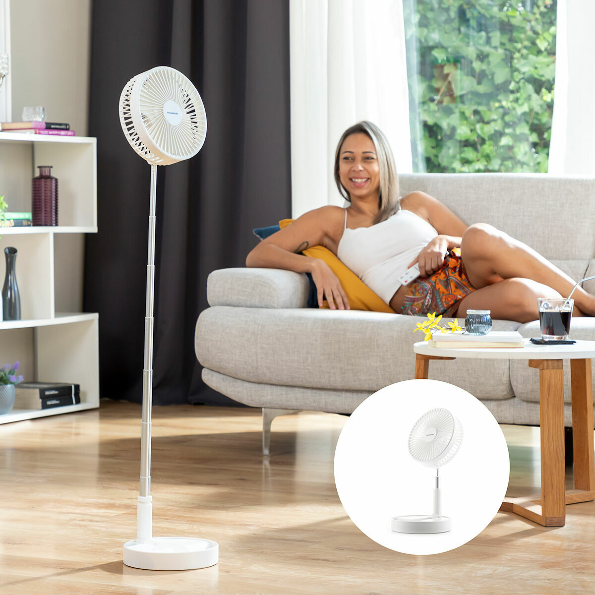 Se Sammenfoldelig, genopladelig 3-i-1-ventilator Fandle InnovaGoods Ø7,7'' 7200 mAh hos Dealshoppen