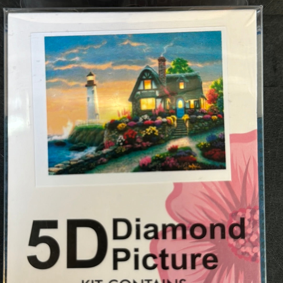 Billede af Diamond Painting Hus og fyrtårn 30x40cm hos Dealshoppen