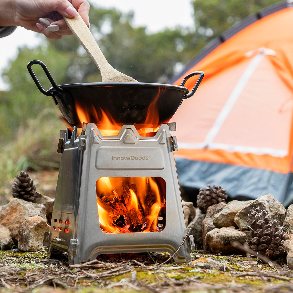 Billede af Sammenklappelig stål Camping Komfur Flamet InnovaGoods