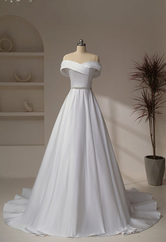 Emma 3120 Exquisite Off-Shoulder Satin Wedding Dress