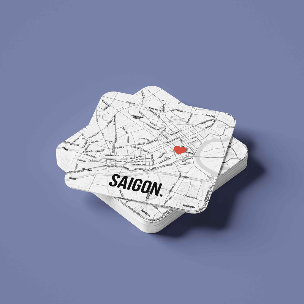 Đế lót ly vuông in hình Love City - Saigon – chodole