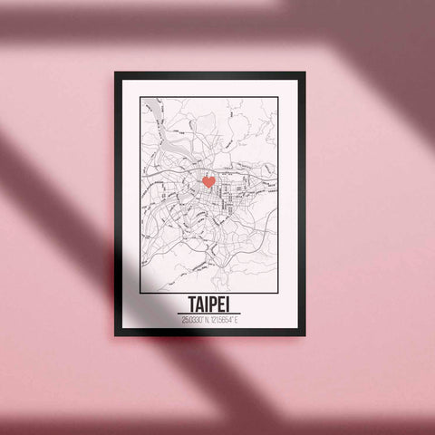 Tranh poster khổ A3 giấy mỹ thuật in hình Love City - Taipei