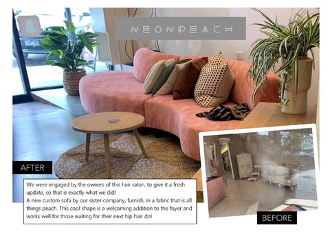 Neon Peach Hair Salon - custom sofa