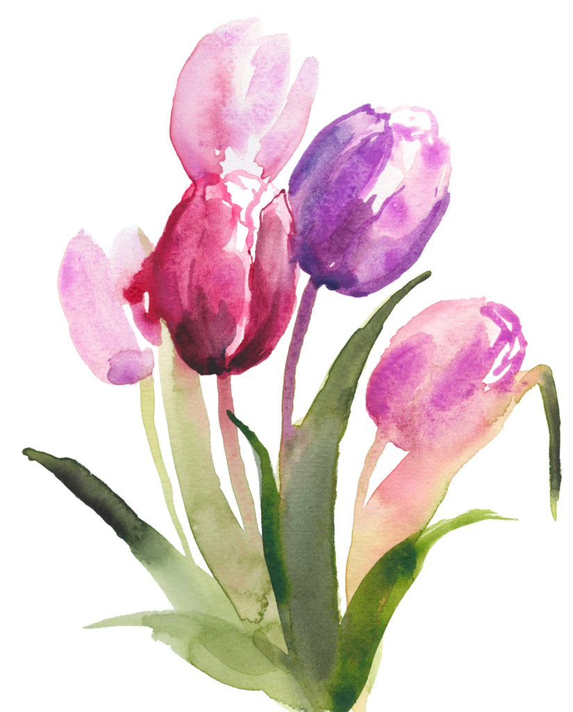 Tulipes en bouquet à l'aquarelle