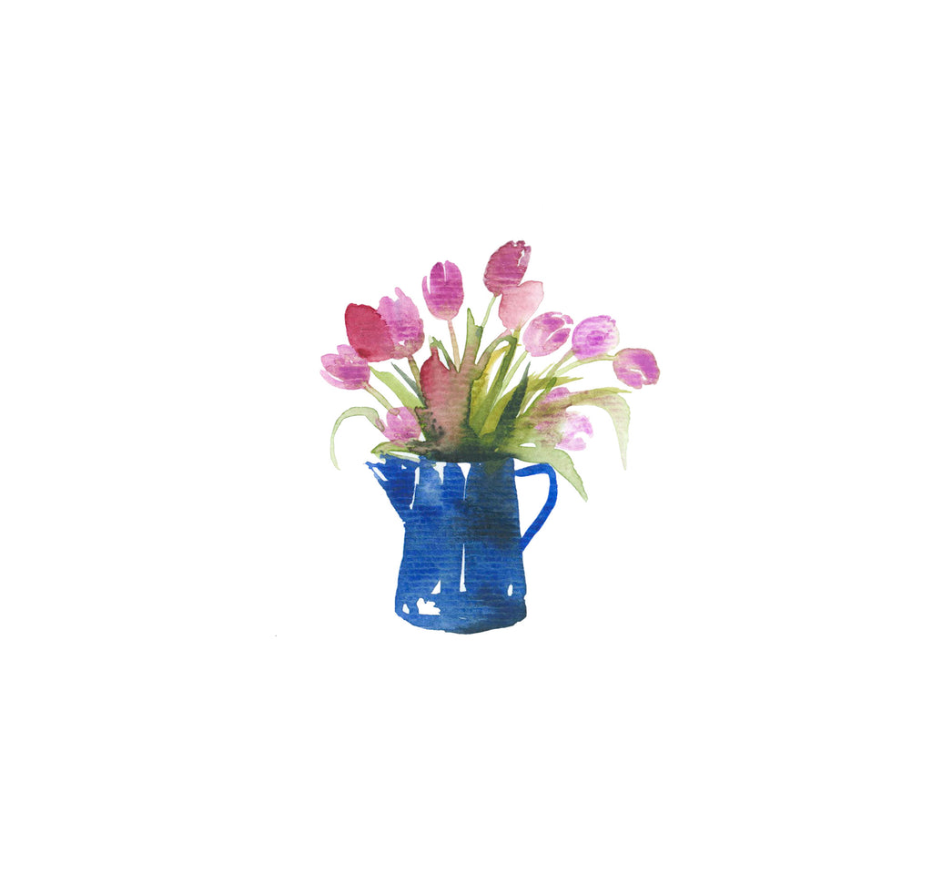Vase tulipes composition minimaliste aquarelle