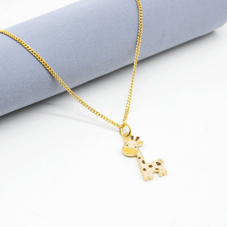 Enamel Gold Plated Giraffe Pendant Necklace For Fashion Jewellery