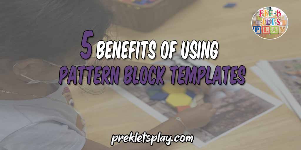 girl using pattern block templates for preschool small group math centers