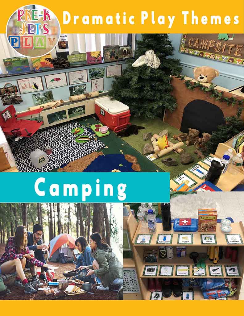 PreK Lets Play has created a dramatic play camping theme for preschoolers. Watch your students enjoy the great outdoors through pretend play.