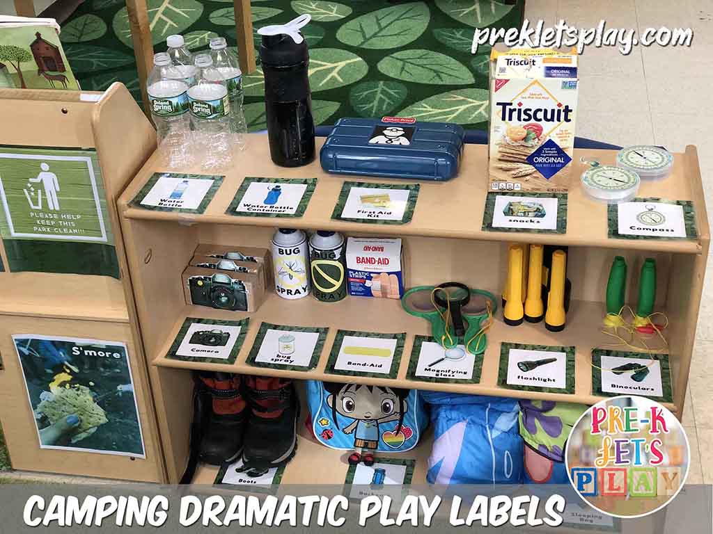 Props and labels for dramatic play camping theme. Your students will love using this section to support their pretend play.