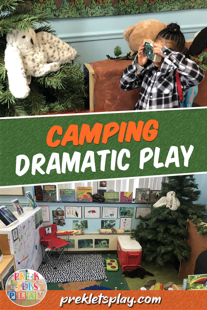 Dramatic play camping theme for preschool fun.