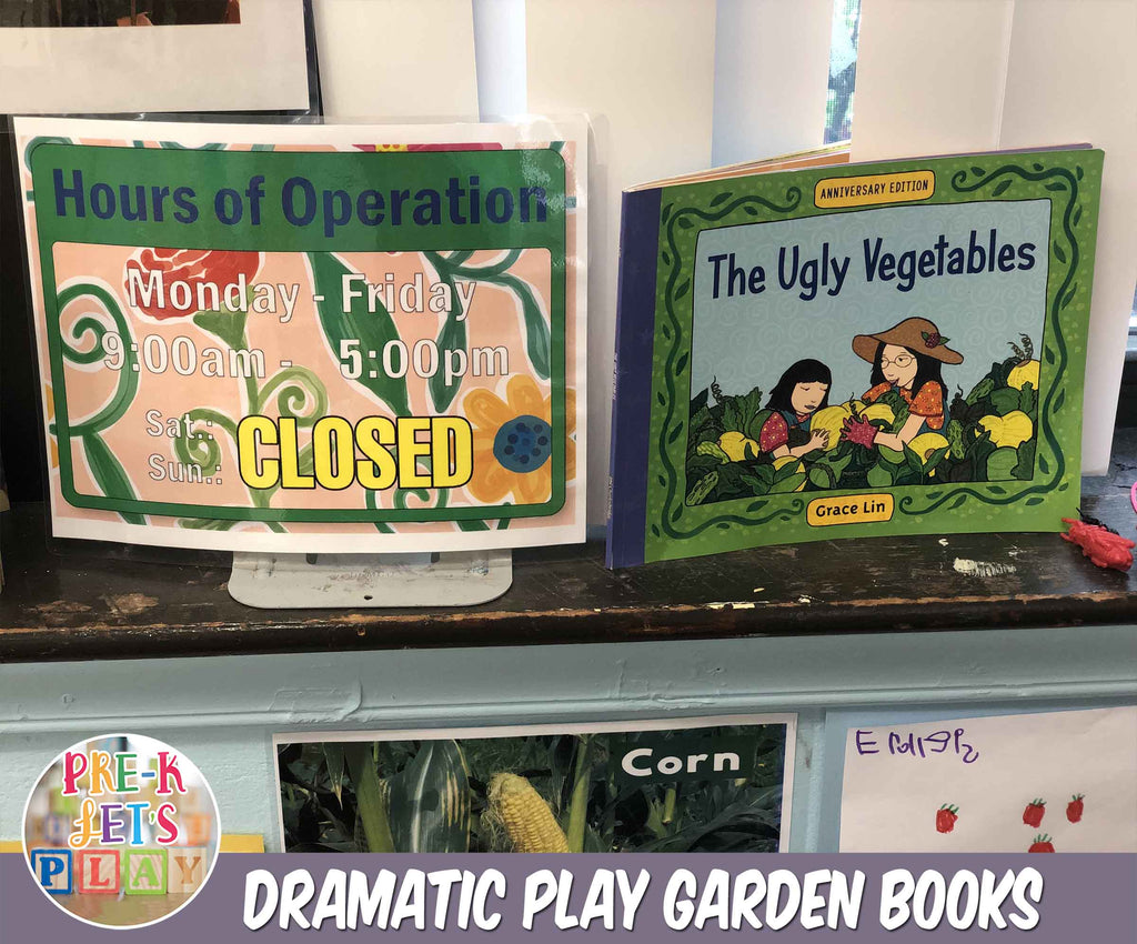 Placing all kinds of preschool books related to gardening on your windowsill and throughout your dramatic play area is a perfect way to make them accessible to children.