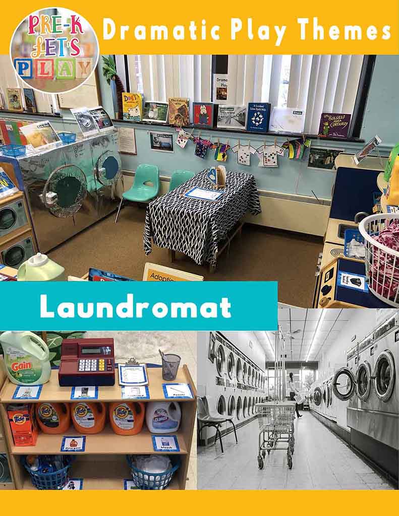 Dramatic play laundromat resource for pretend play. Your students will have so much preschool fun using this resource.
