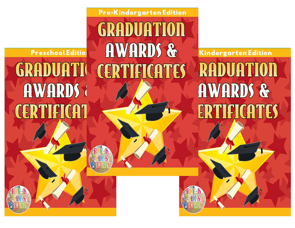 Graduation certificates and awards for preschool, pre-k, and kindergarten children.