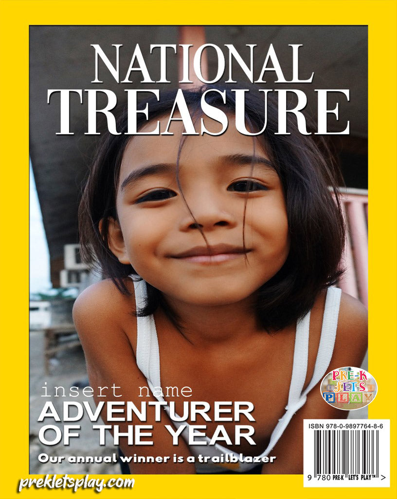 Magazine cover design inspiration of National Geographic. This cover features a happy girl as the cover.