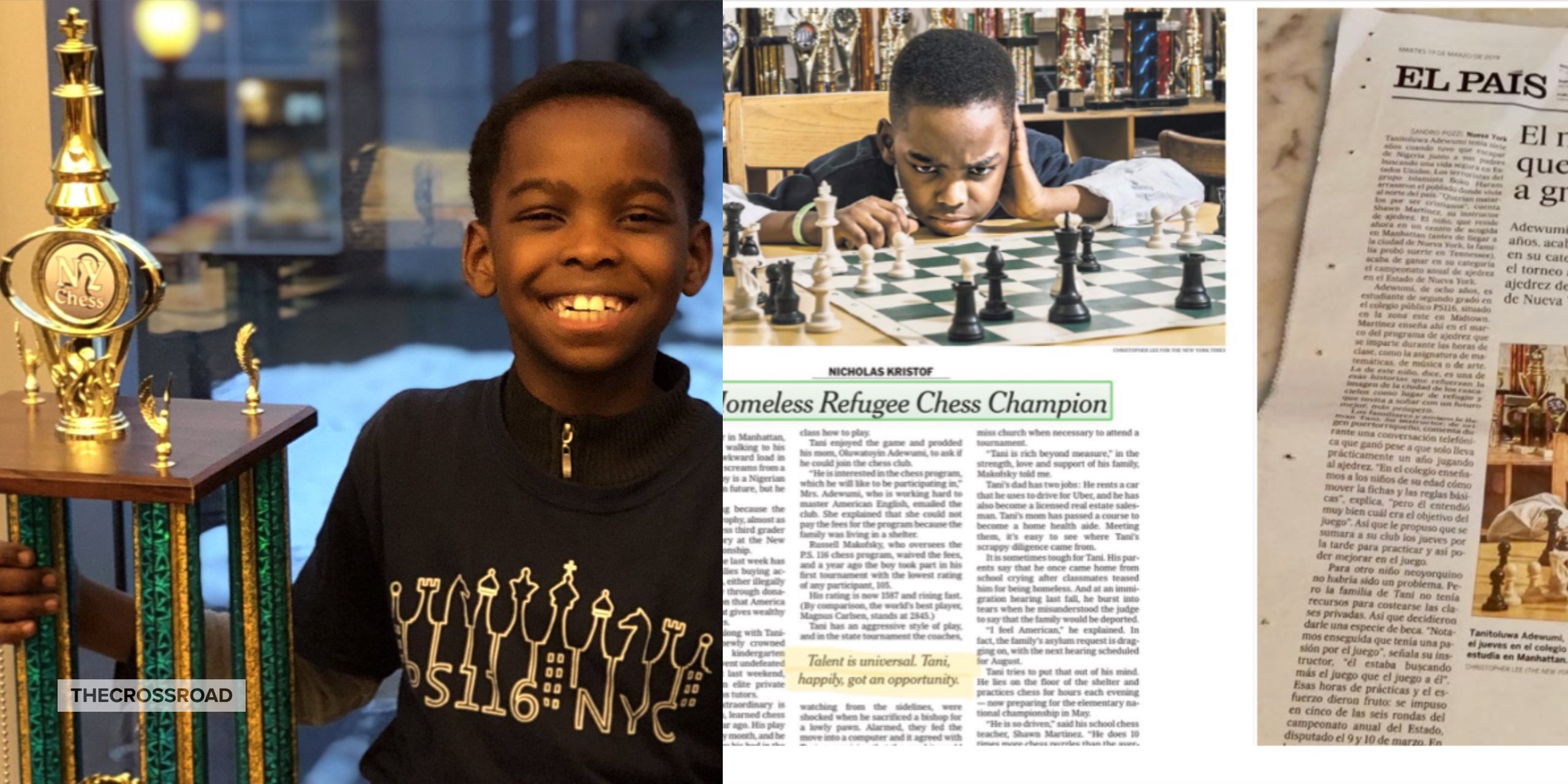 New York homeless refugee surprises by winning  NY State  (K-3) Chess Champion Title