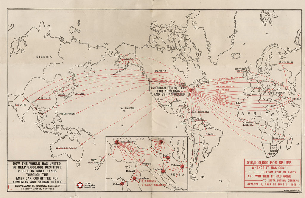 1918 American Committee for Armenian and Syrian Relief Distribution Map