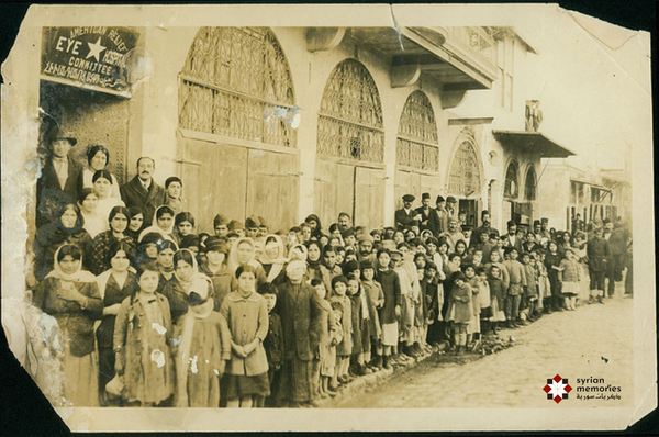 1920 Aleppo - Armenian refugees line up in front of American Relief Eye Hospital