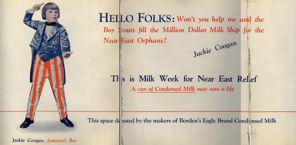 1924 Child Star Jackie Coogan Milk Appeal