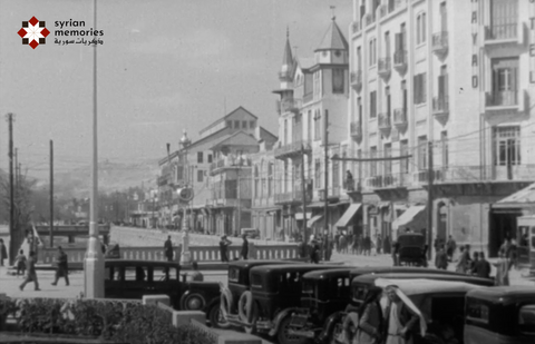 The edge of Marjeh square ((ساحة المرجة) with a view of the Old Umayyad Hotel