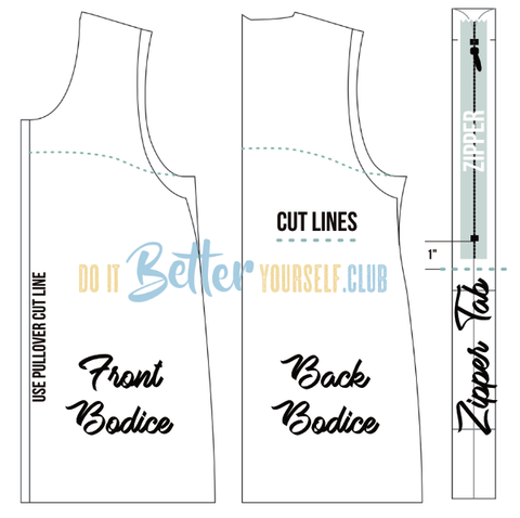 Bodice Cut Lines for The Babe Hoodie DIBY Club Tutorial.