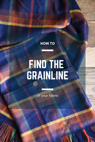 Photo of two pieces of folded plaid fabric. Title reads How to Find the Grainline