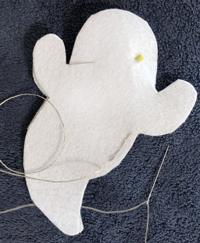 Start stitching ghost for halloween garland