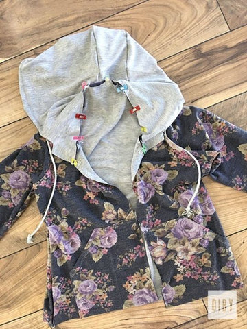 Babe Hoodie hood pinned to sewn bodice pieces