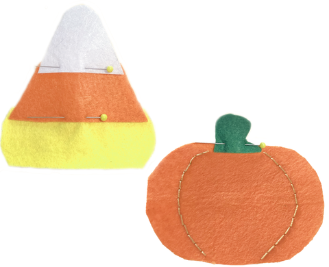 Pinned pumpkin and candy corn for Halloween garland pattern