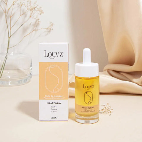 Louvz perineum massage oil to prepare for childbirth